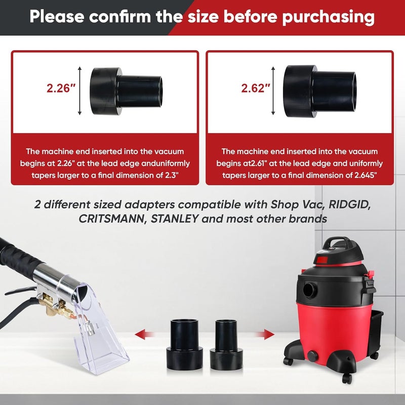 Uotnam مجموعة مستخرج Shop Vac، مجموعة خرطوم مستخرج عالمية لمكنسة Shop Vac، ملحق مكنسة مستخرج مع خط ماء بطول 25 قدم وخرطوم مكنسة بطول 10 أقدام ومحولات لتنظيف السجاد - Image 4
